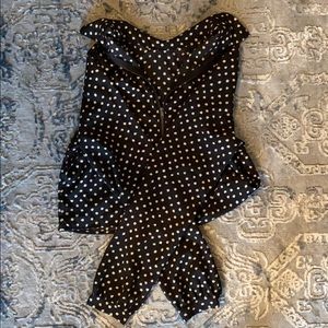 Urban outfitters Black cream polka dot blouse XS